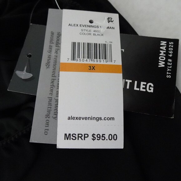 Alex Evenings Wide Leg Pants Women's Plus Size 3X Black Chiffon Dressy Flowy - Picture 8 of 11